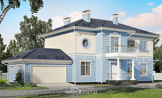 285-003-Л Проект двухэтажного дома и гаражом, большой дом из кирпича | Проекты домов от House Expert